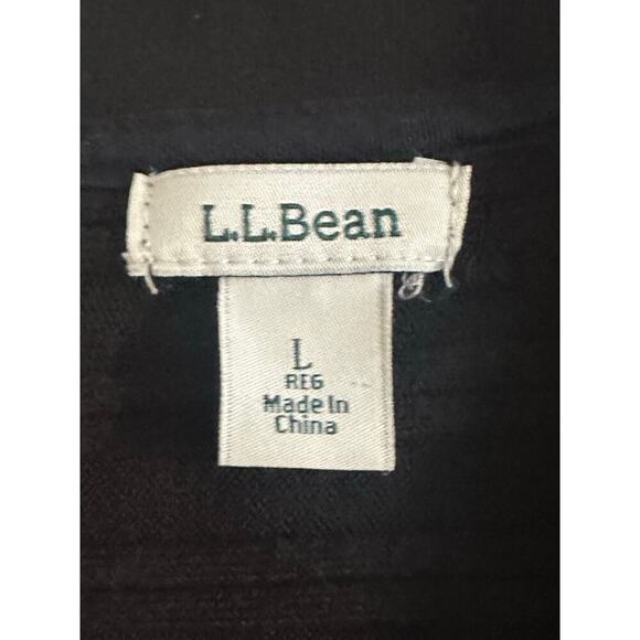 L.L. BEAN Black Ribbed Textured Open-Front Lightweight Cardigan Sweater - Sz L - Picture 3 of 5